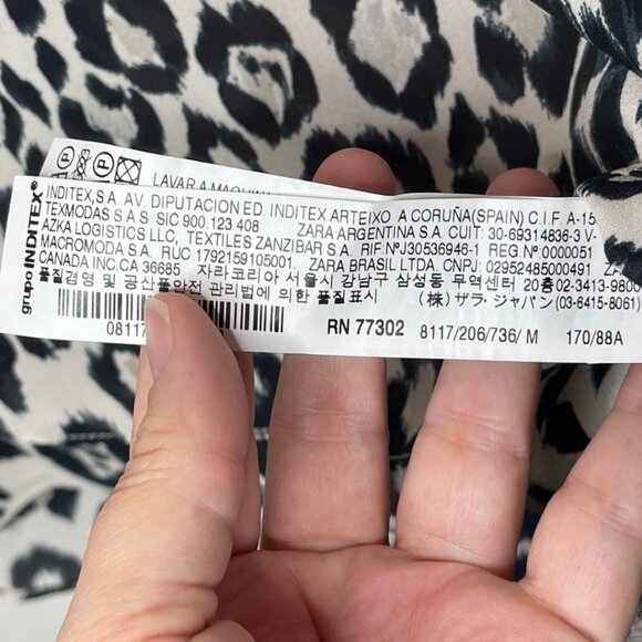 ZARA | Black & Gray Leopard Print Long Sleeve Layered Blouse | Size M - Picture 10 of 14